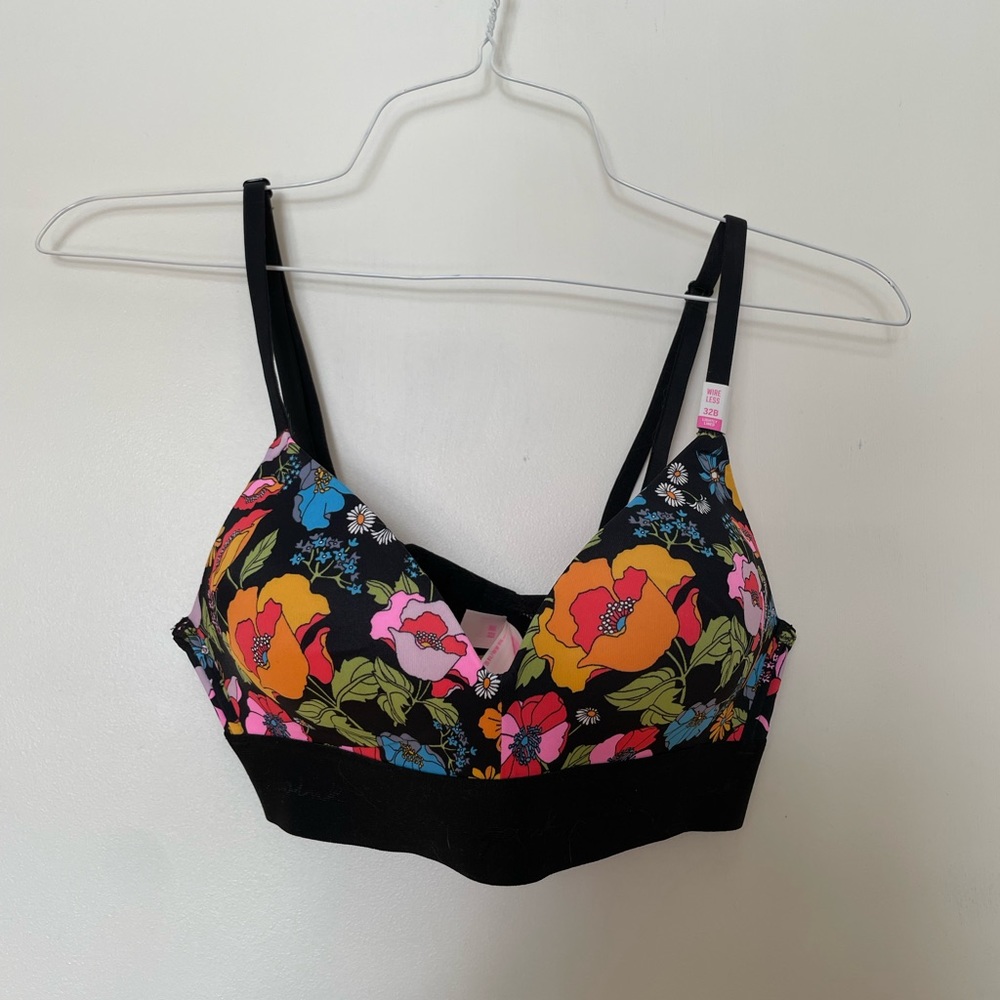 Victoria’s Secret PINK Wear Everywhere Lightly Lined Wireless Bra, Floral, 32B